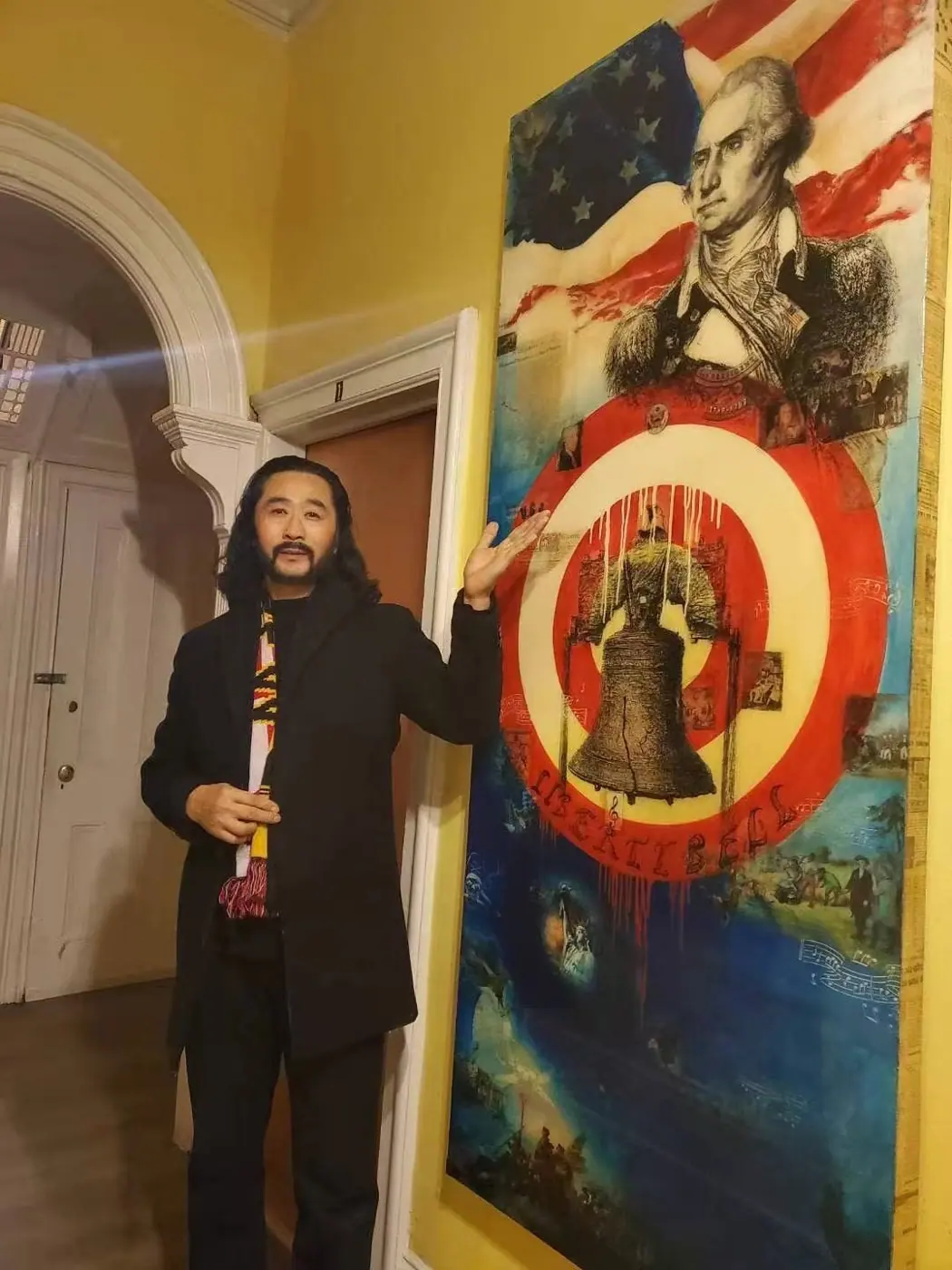The artist with a commissioned Washington
