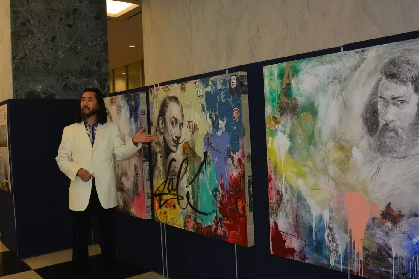 Speaking at the UN exhibition, 2014